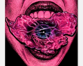 Surrealer Kunstdruck “Mouthful” – Giclée Druck – einzigartige Wandkunst