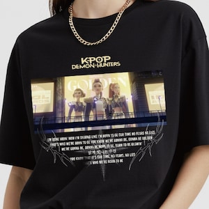 Kpop Demon Hunters shirt - Golden lyric Comfortcolor tee, Huntrix tee , Kpop idol group shirt, Mira, Rumi, Joy shirt, Demon Hunter Merch