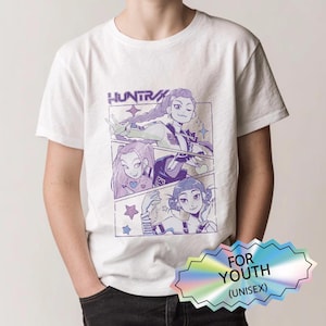 T-shirt Enfant Kpop Anime Huntrix - Manches Courtes, Coton, Style Streetwear, Pour Garçons Et Filles