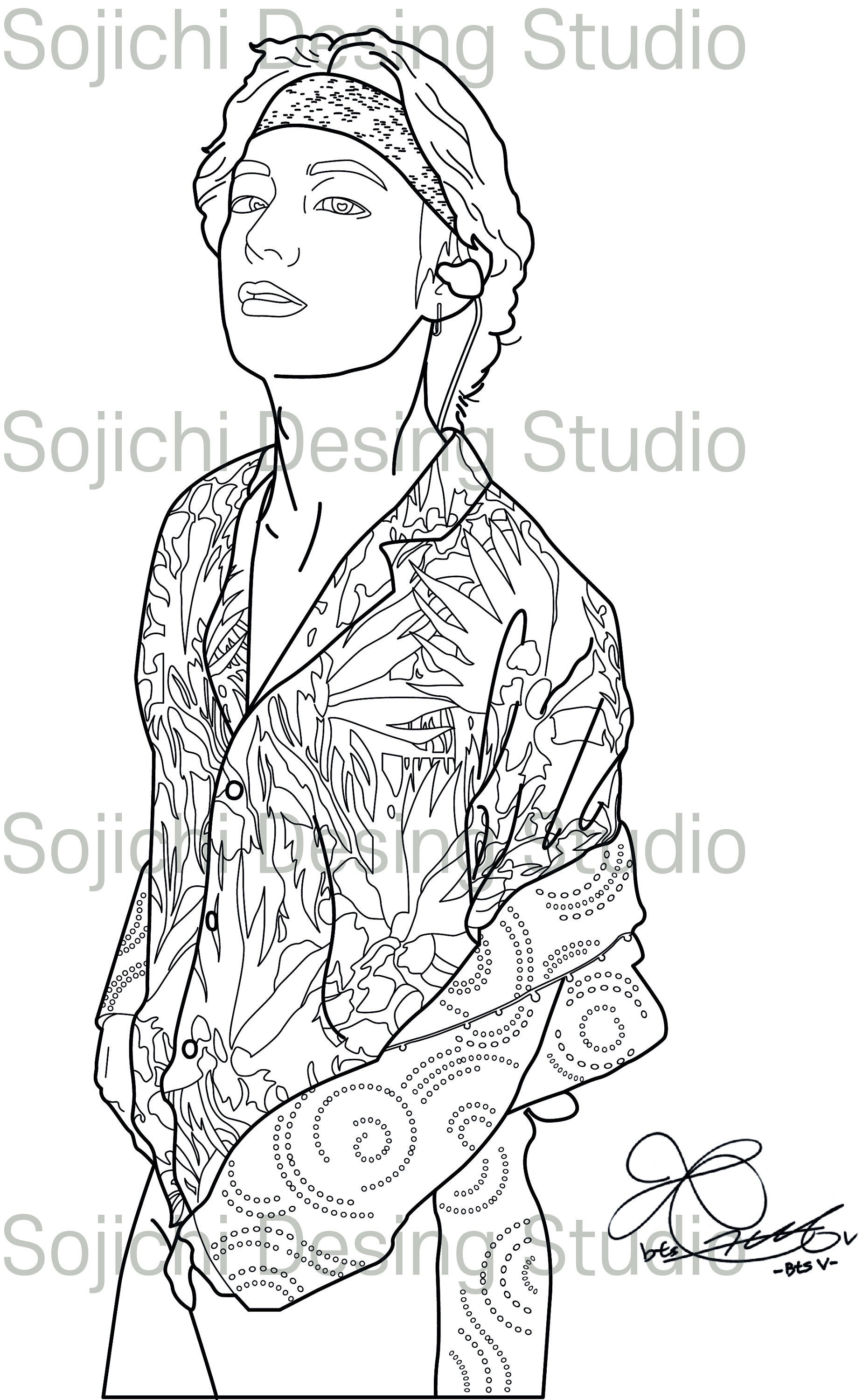 Download BTS V coloring book digital files svg jpg pdf files | Etsy