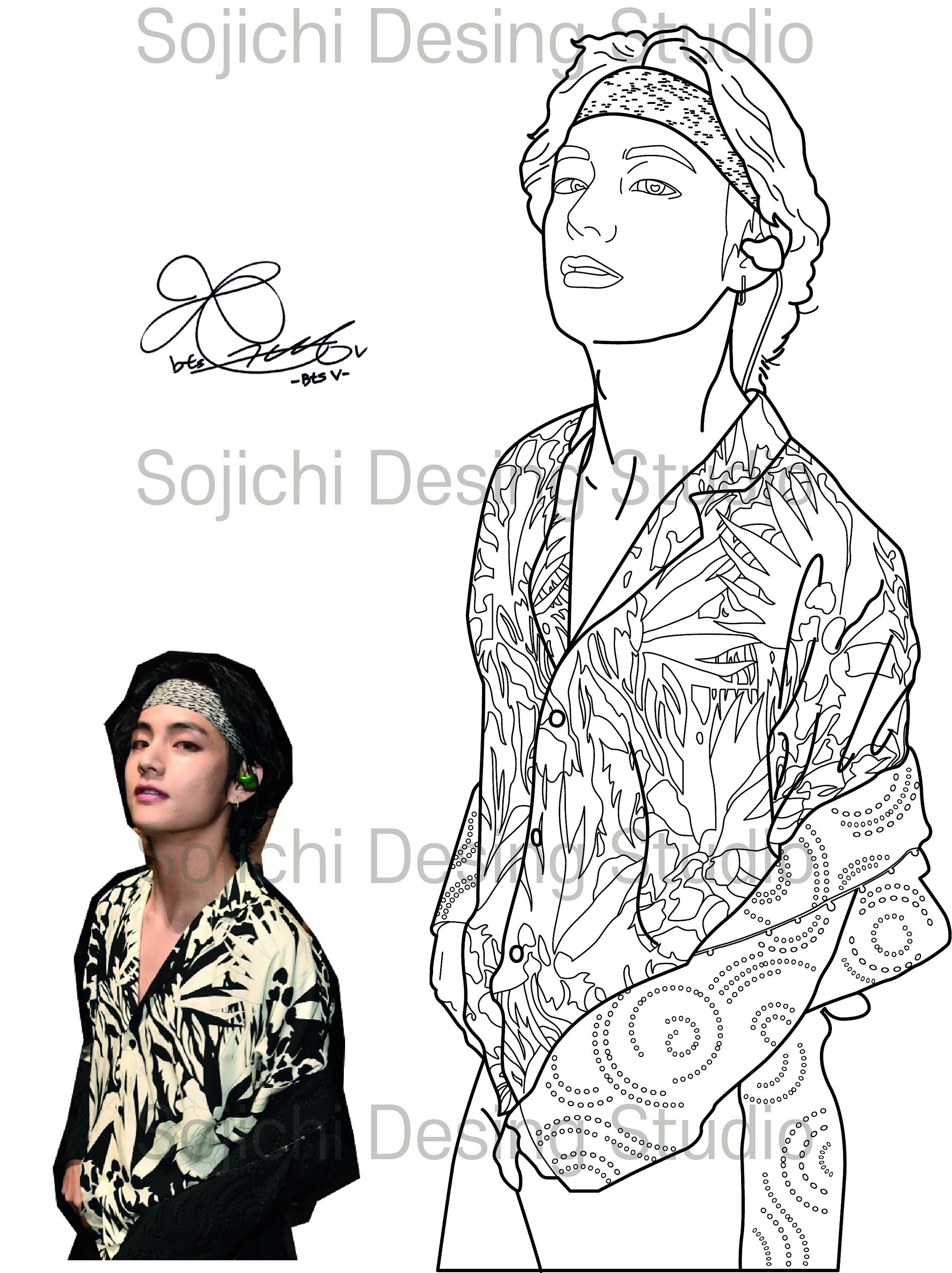 Download BTS V coloring book digital files svg jpg pdf files | Etsy