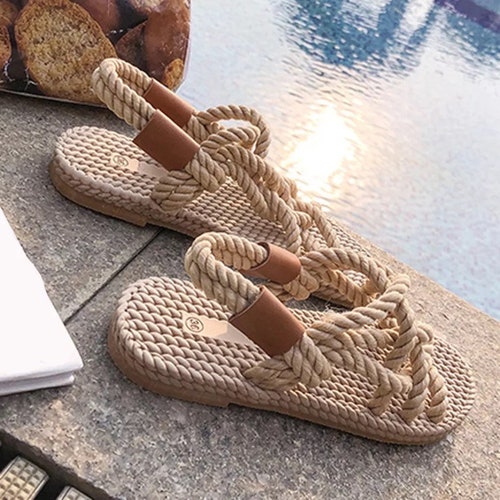 SUMMER STRAPPY SANDALS Adults Rope Lace up Sandal Wedges Flip - Etsy