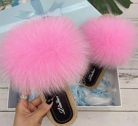 Colourful Winter Slippers Adults Designer Ostrich Feather 