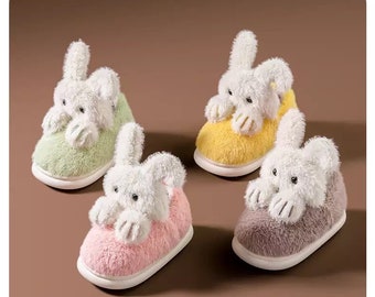 VALENTINES DAY Childrens Kids Toddlers Baby Newborn Bunny Rabbit Indoor Slippers | Fluffy Fur Winter Autumn Instagram Present Child