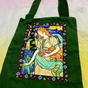 Guinevere draagtas art nouveau renaissance middeleeuws tapijt groen
