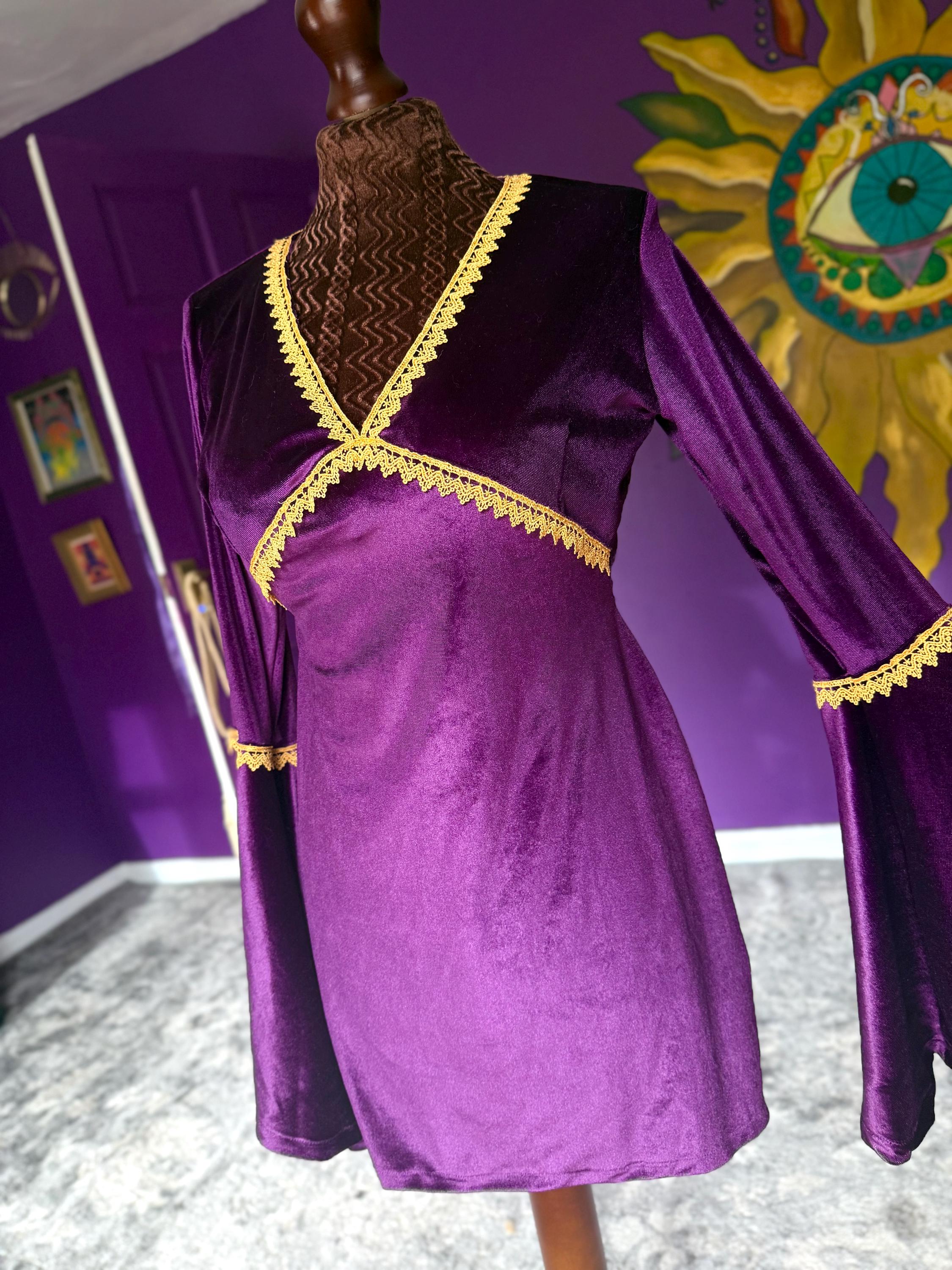 むらさき⭐︎kastane velour bell sleeve dress むらさき⭐︎kastane