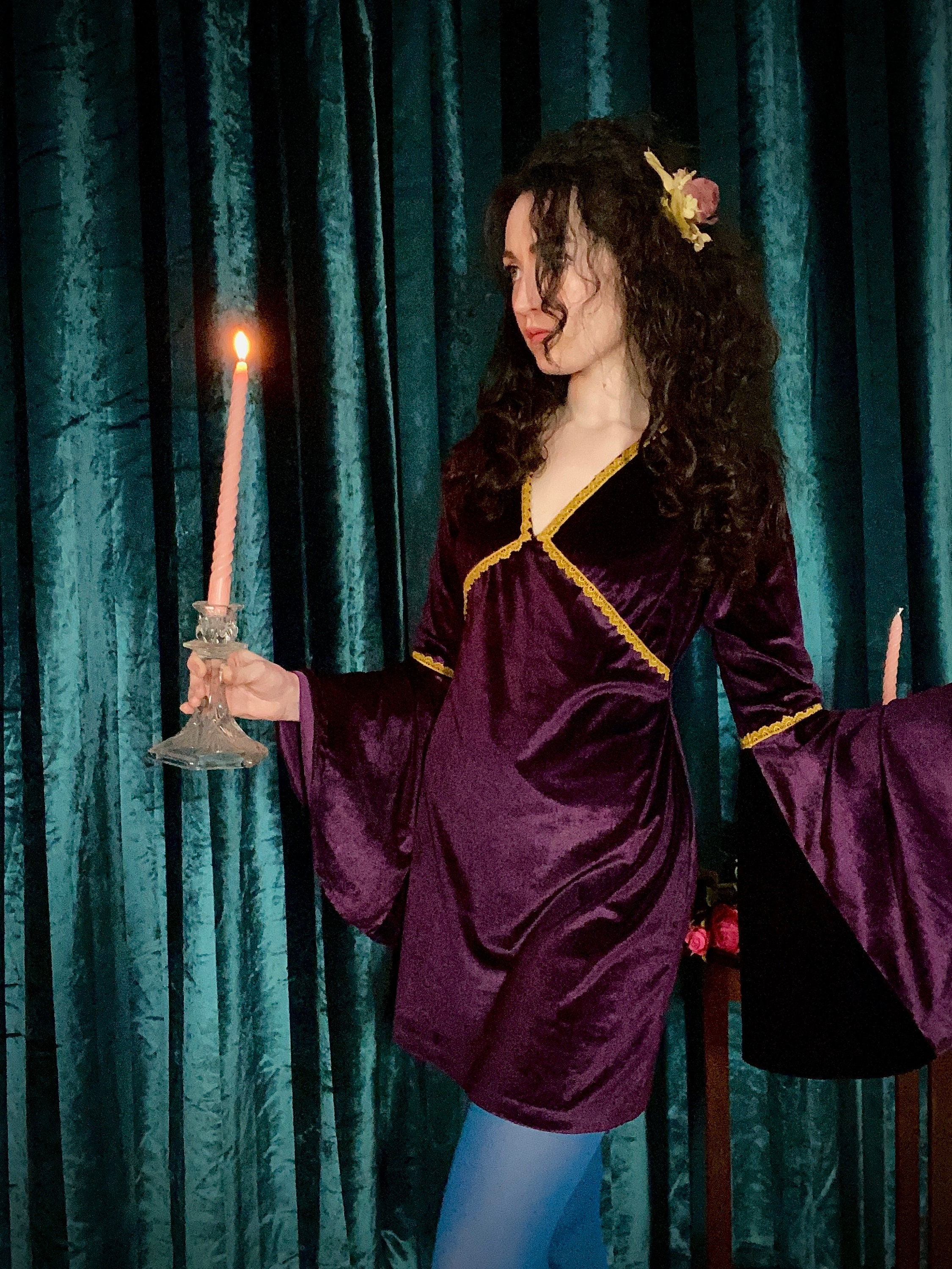 むらさき⭐︎kastane velour bell sleeve dress むらさき⭐︎kastane velour bell sleeve dress むらさき⭐︎kastane