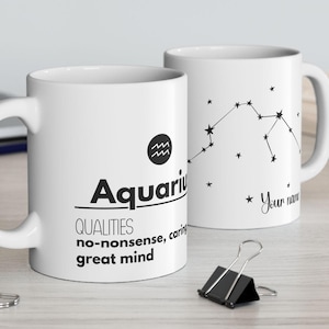Wassermann Personalisierte Tasse - Astrologie Geschenke, Sternzeichen Tasse, Horoskop Geschenke für Astrologie-Liebhaber, Geburtstagsgeschenk, Sternzeichen Geschenk