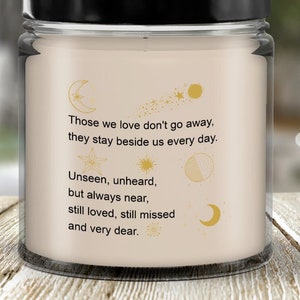 Bereavement Candle, Gift for Sympathy, Condolences, Comforting Words for Loss, Vanilla Scented Candle, Those we love don&#39;t go away…