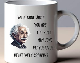 Personalised Mah Jong Player Mug, Funny Sarcastic Einstein Coffee Mug, Customised Trendy Gift Ideas for Housewarming Parties, Birthdays