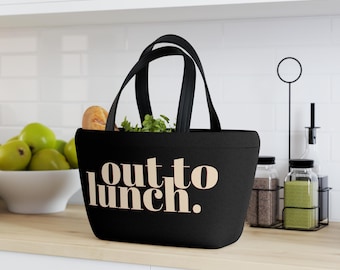 Neoprene Lunch Bag, Out to Lunch Design, Funny Insulated Tote, Casual Tote Bag, Cute Lunchbox, Stylish Meal Carrier, Picnic Bag