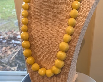 Lucite Beaded Necklace/ Yellow Beaded Necklace/ Upcycled Necklace/ Nugget Necklace