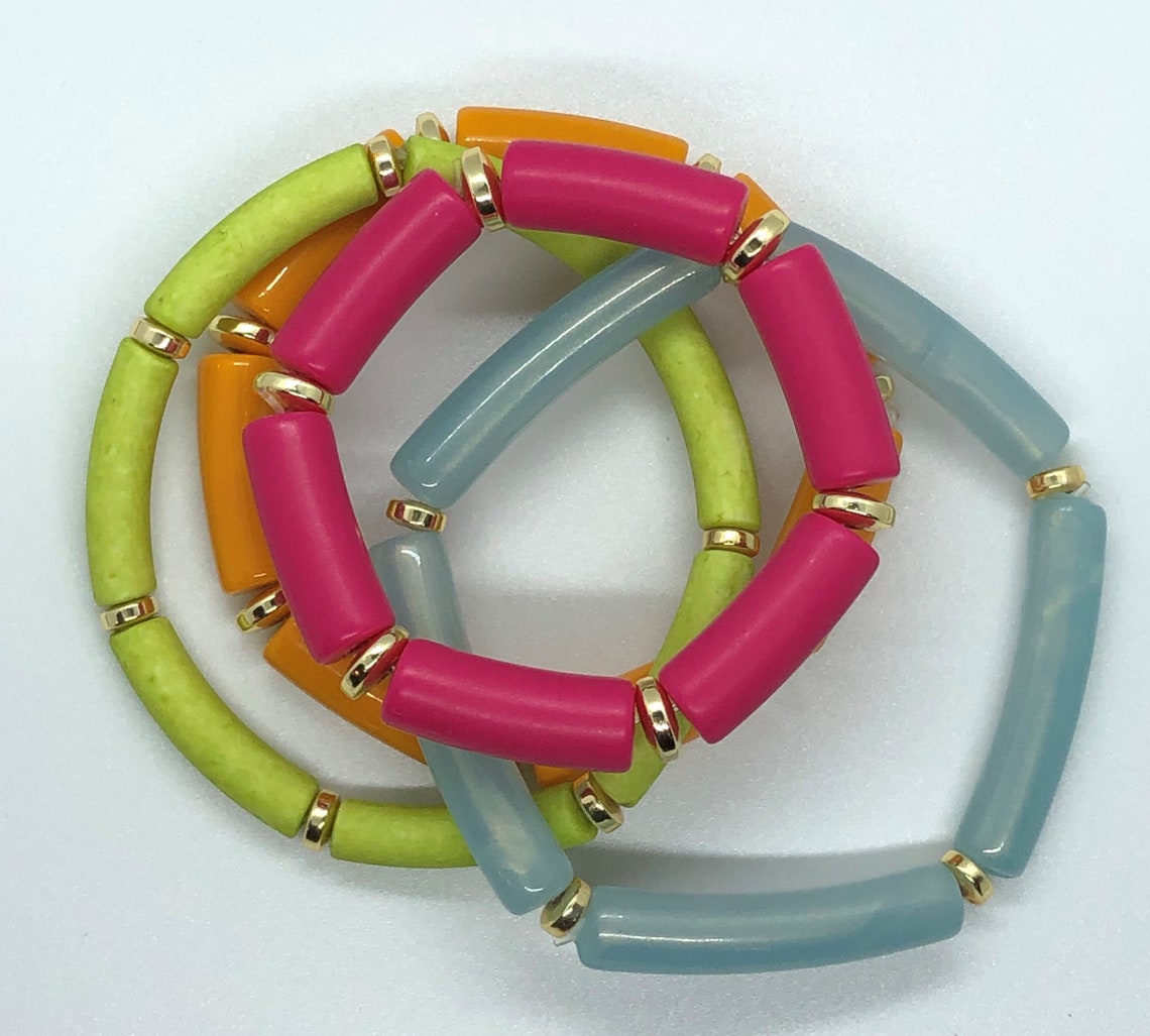 Lucite and Gold Tube Bracelets/ Bamboo Bracelet/ Vintage Etsy