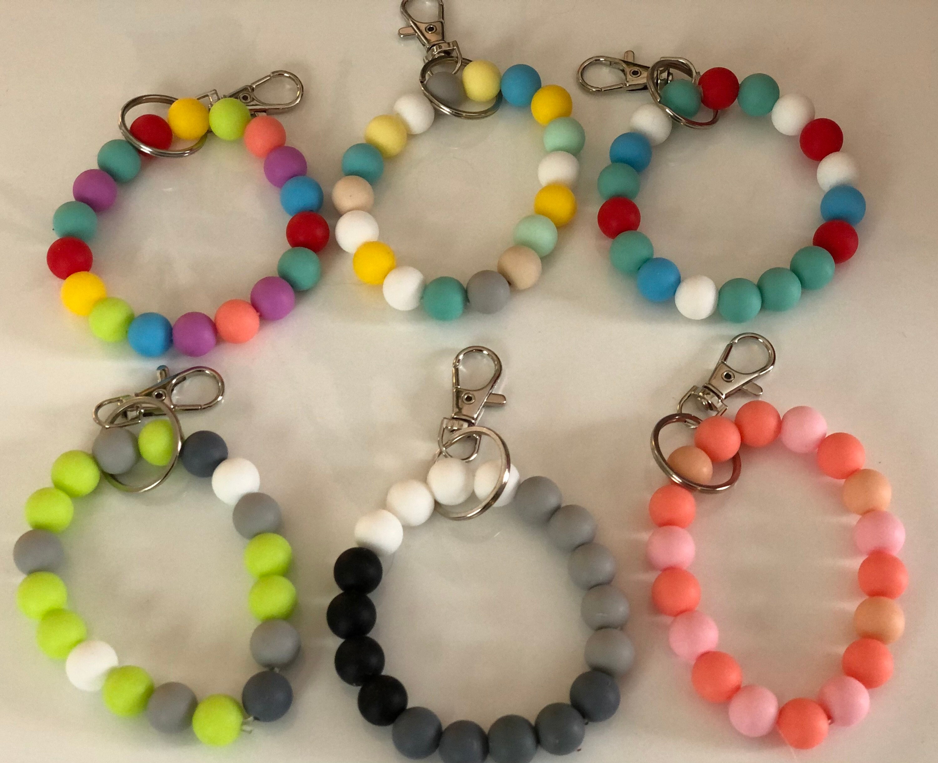 Beaded Silicone Wristlet Key Chain / Beaded Wristlet / Etsy UK