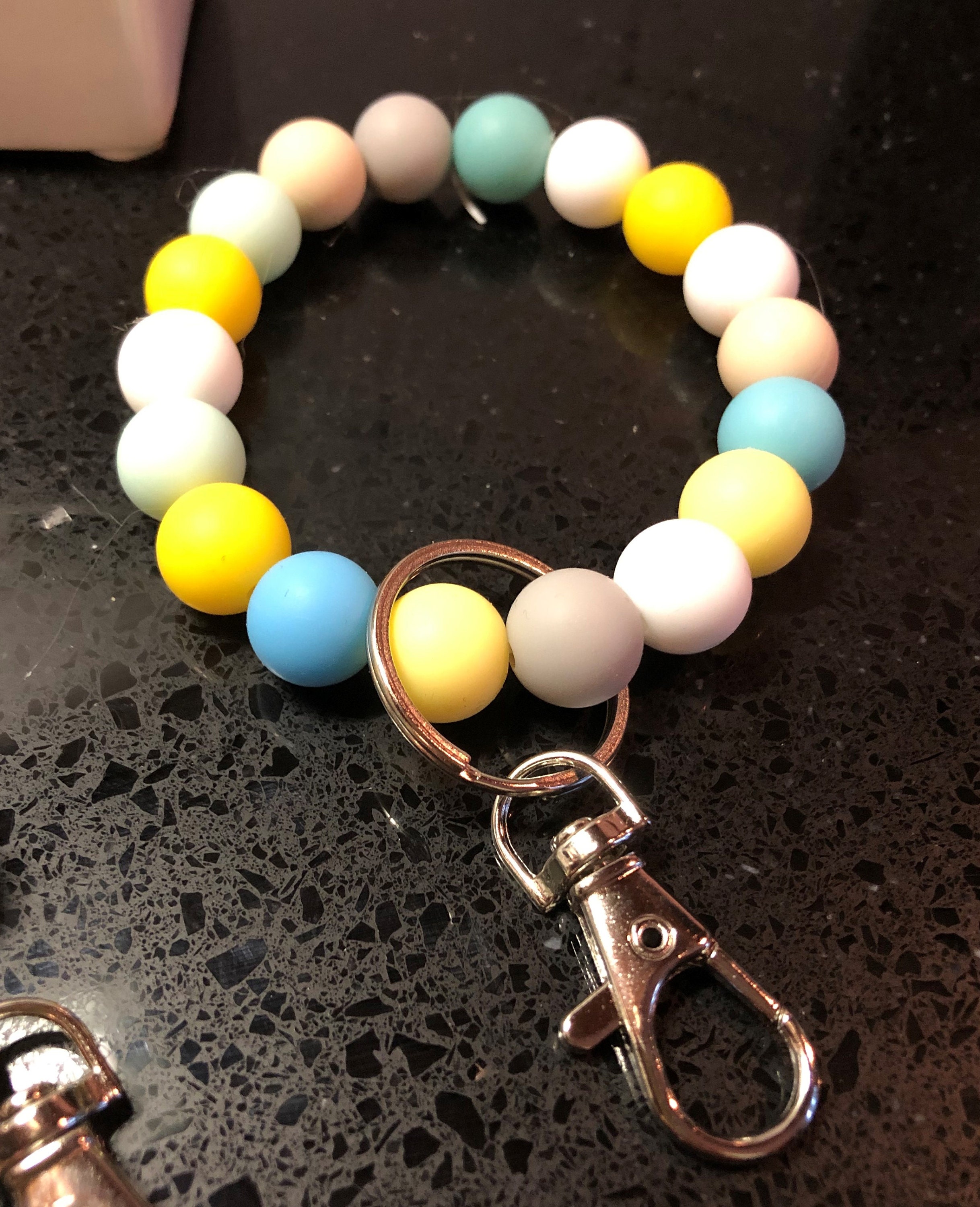 Beaded Silicone Wristlet Key Chain / Beaded Wristlet / Etsy UK