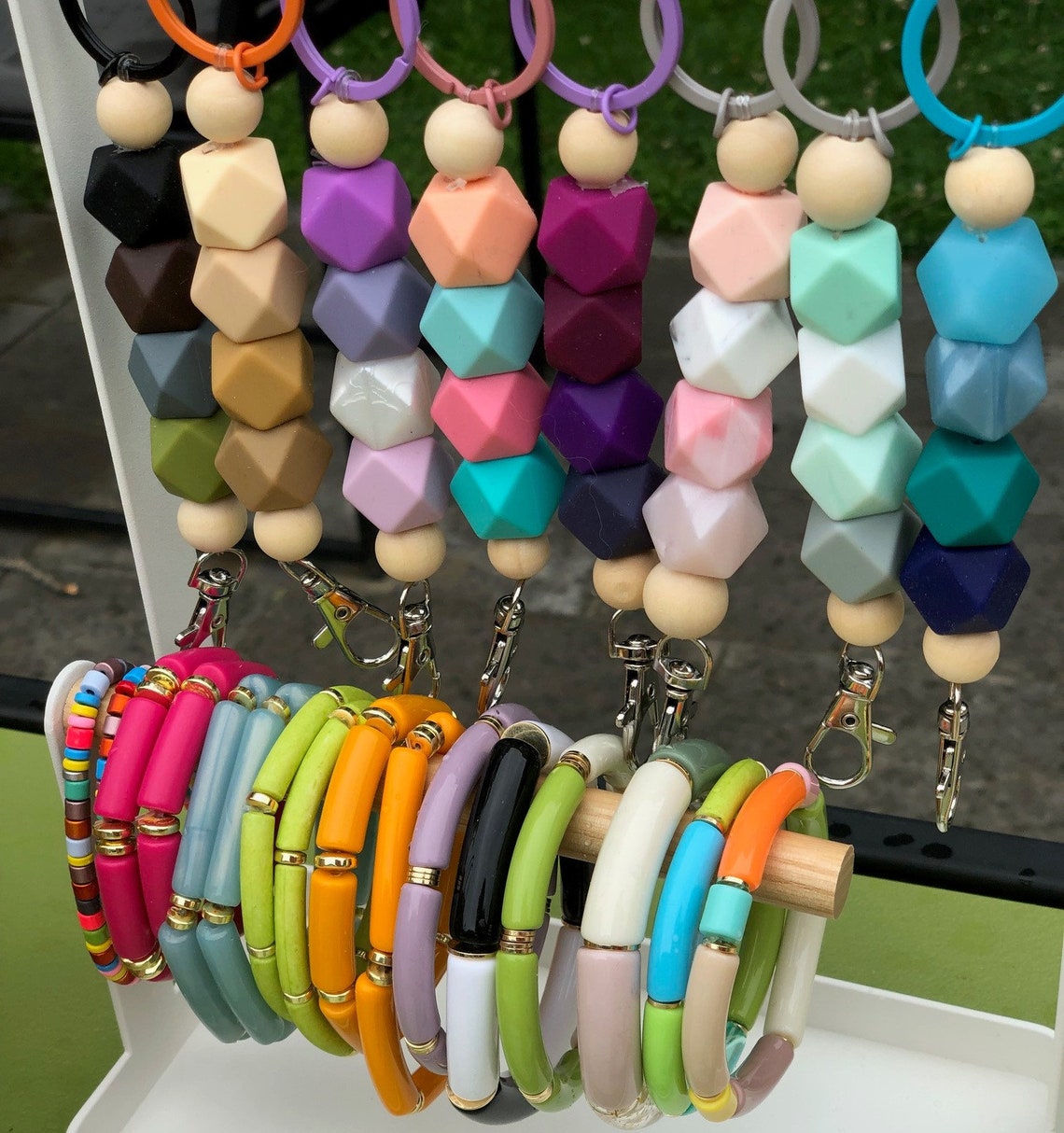 Beaded Silicone Wristlet Key Chain / Beaded Wristlet / Etsy UK