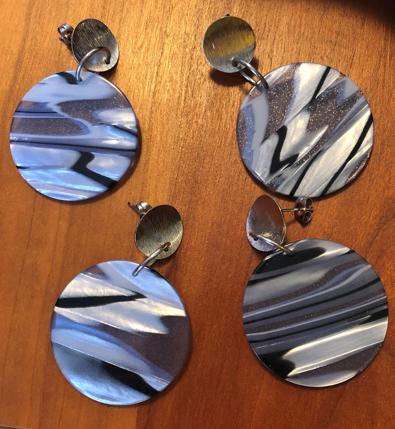 Resin Two Piece Post Earrings/ Striped Resin Earrings/ Post Etsy