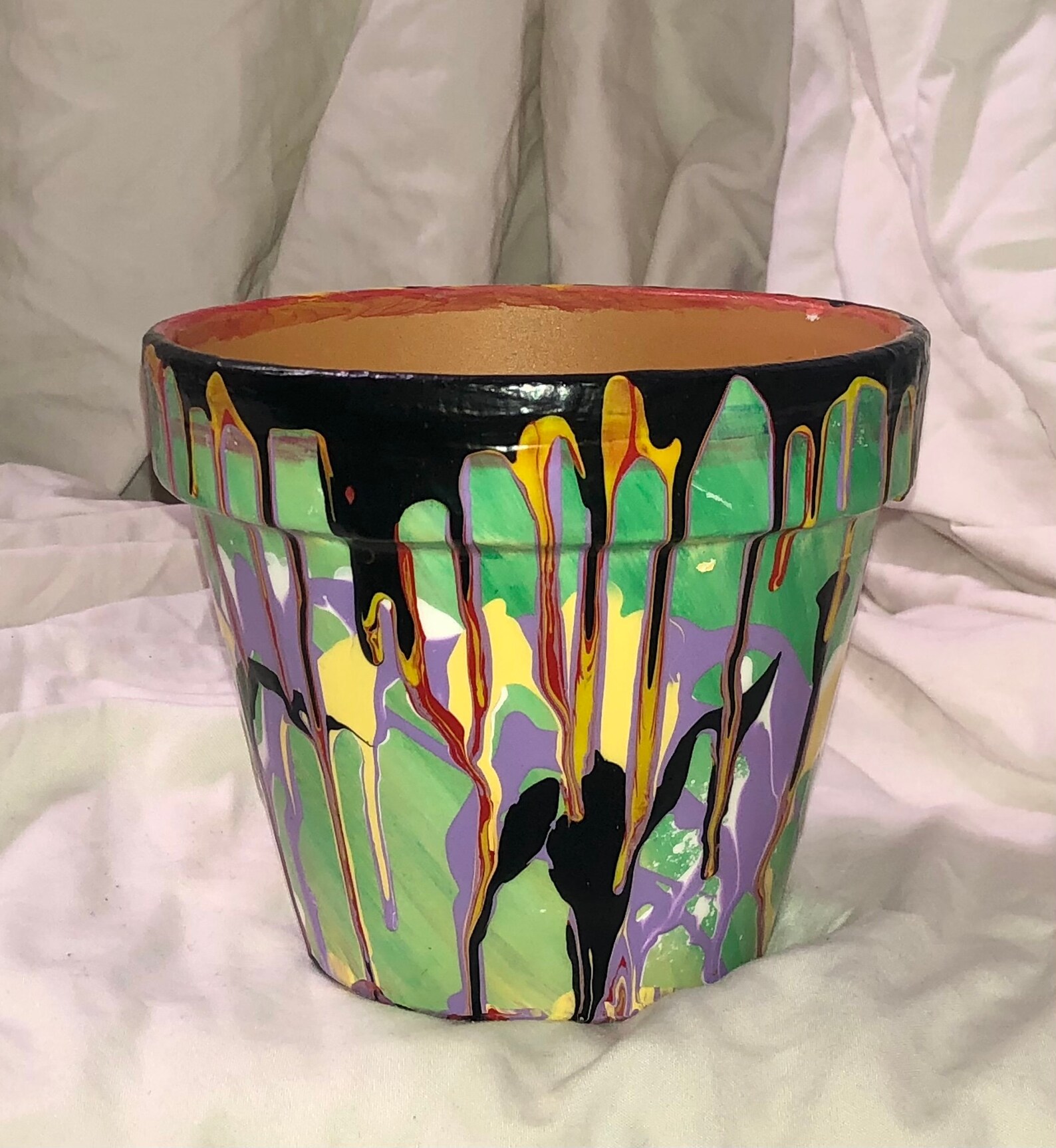 Pot en terre cuite peint à la main Ultra Raku esque Etsy France