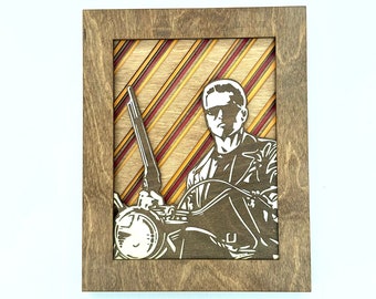 Terminator Portrait – Arnold Schwarzenegger, Baltic Birch Plywood Print