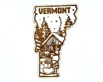 vermont landscape ornament christmas snowy cabin decoration snowman cottage burlington