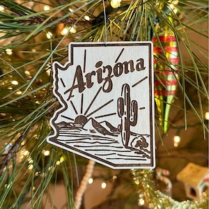 Arizona Saguaro Cactus Baltic Birch Laser Engraved Christmas Ornament