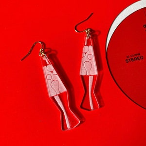 Lava Lamp Earrings - Laser Etched Lucite