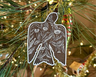 Floral Dove Baltic Birch Wood Engraved Ornament