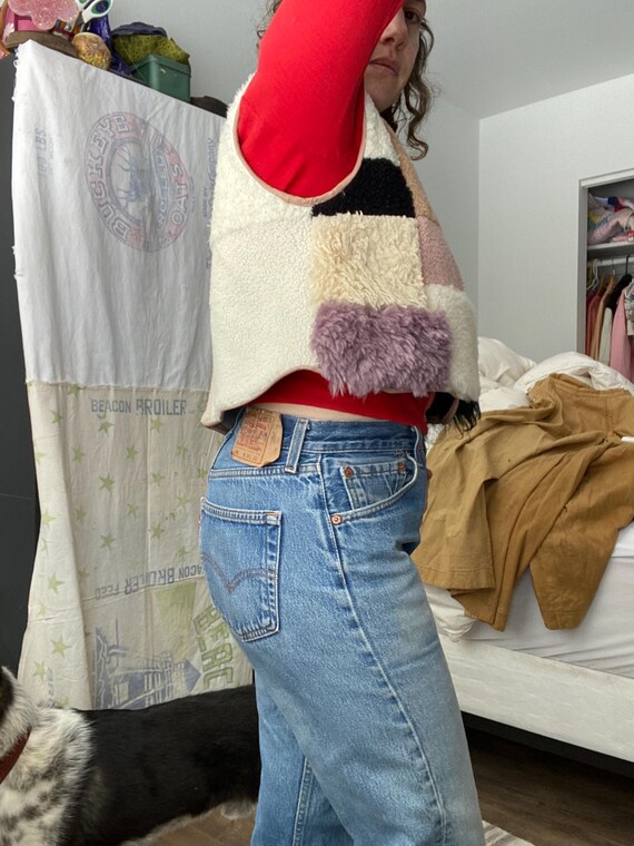 Handmade patchwork sheepskin vest. - image 8