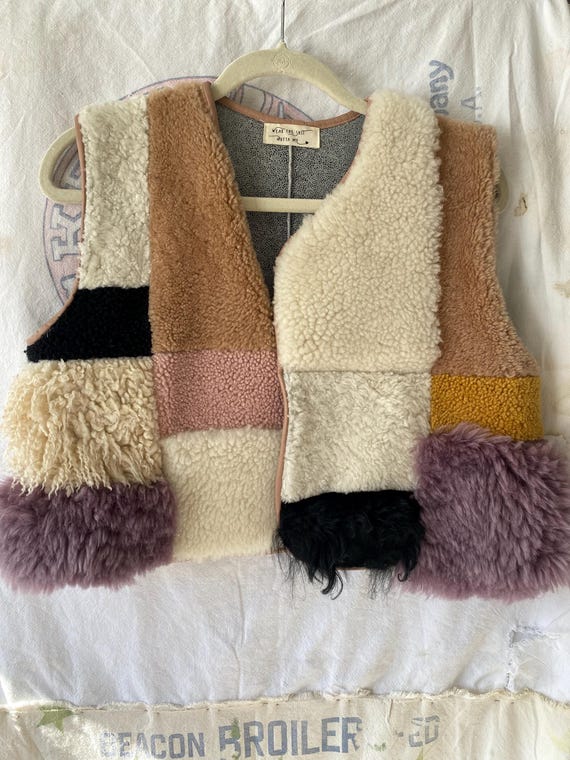 Handmade patchwork sheepskin vest. - image 1