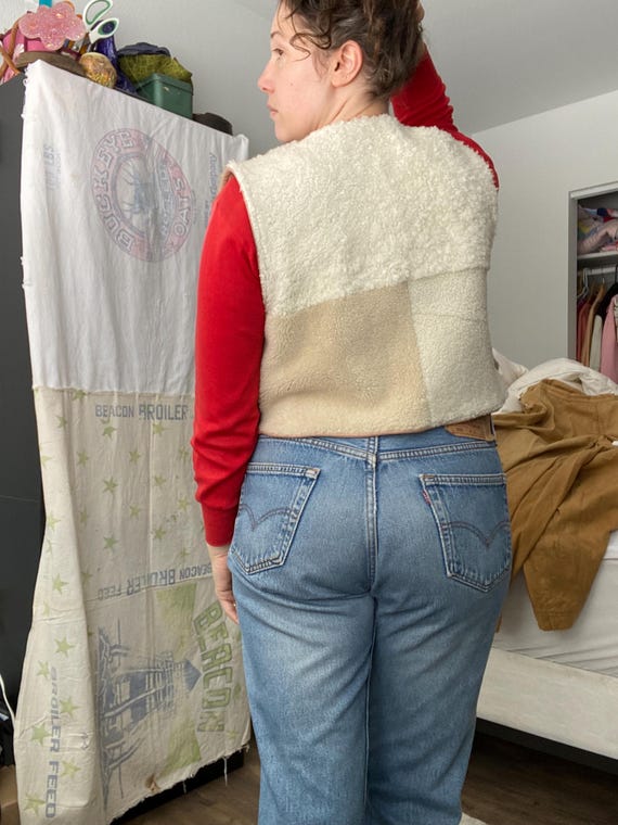 Handmade patchwork sheepskin vest. - image 7