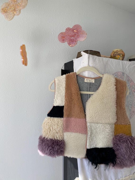 Handmade patchwork sheepskin vest. - image 10