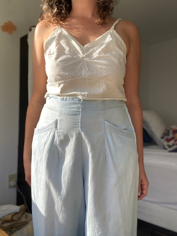 1940’s side zip chambray trouser, 33” waist - image 1