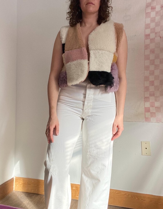 Handmade patchwork sheepskin vest. - image 3