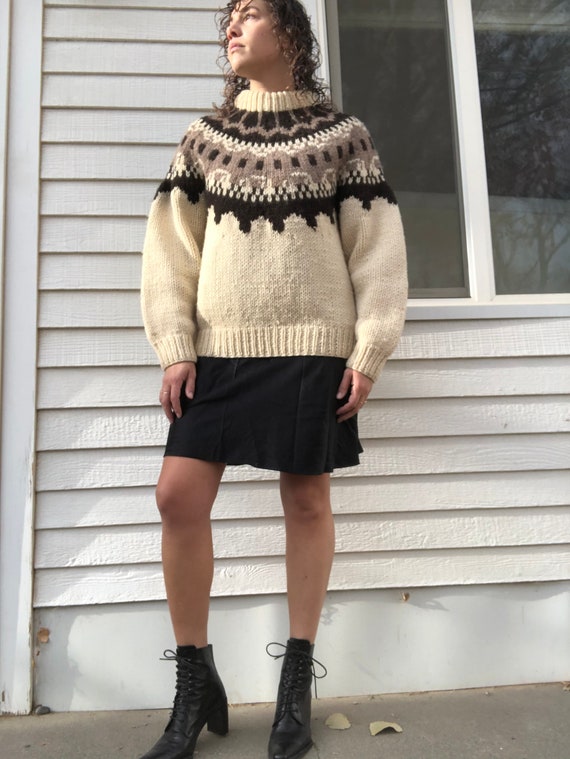 Hand knit wool Greek fisherman sweater