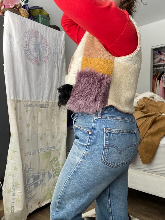 Handmade patchwork sheepskin vest. - image 6