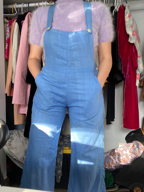 1940s, petite size L, chambray overalls