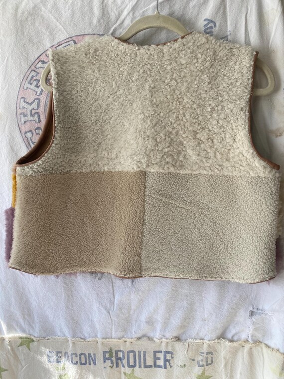 Handmade patchwork sheepskin vest. - image 2