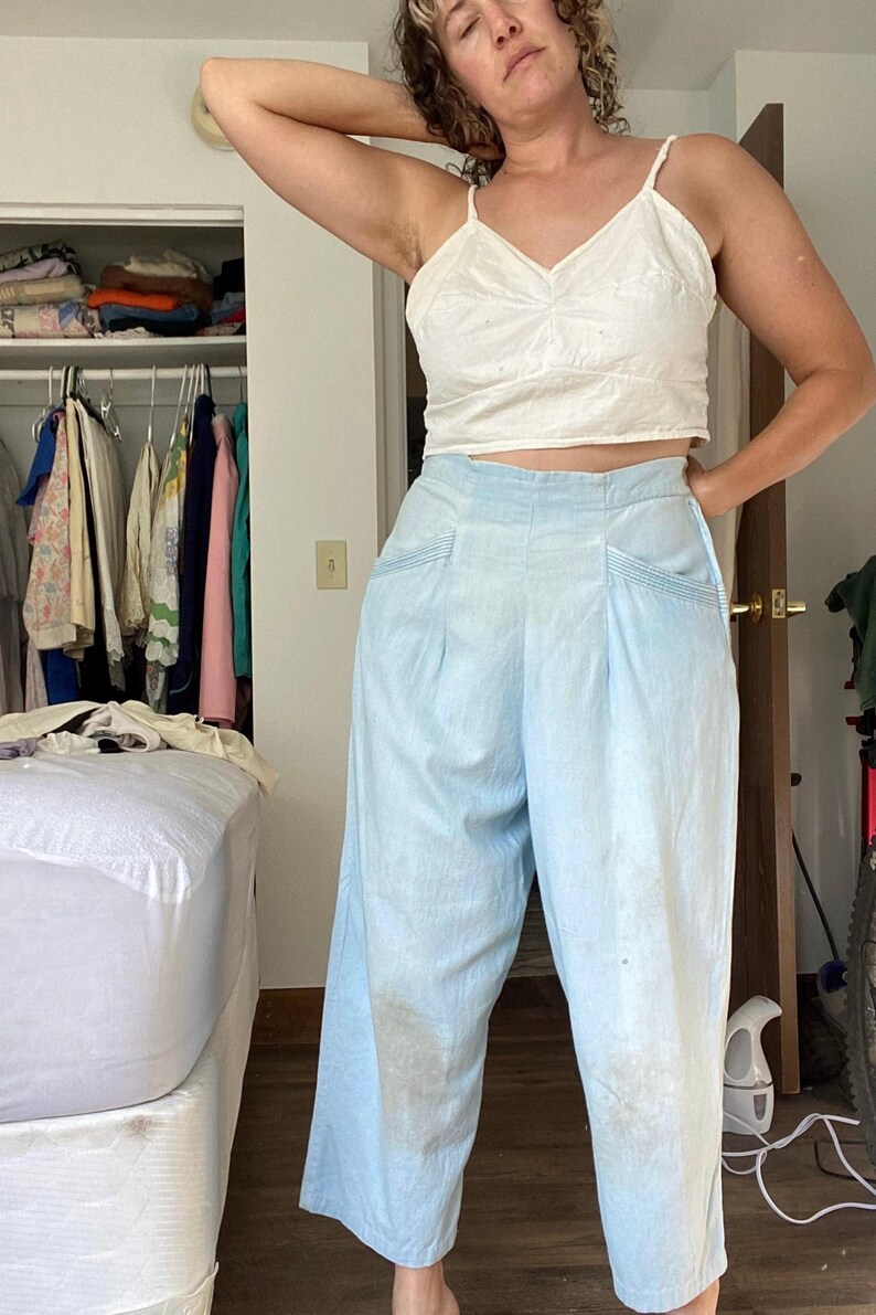 1940’s side zip chambray trouser, 33” waist image 5