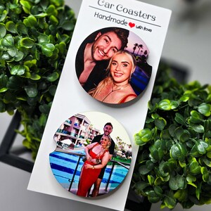 Personalised Photo Car Coasters: Sentimental Car Accessories - Set of 2