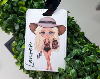 Girls Personalised Luggage Tags - Travel - Travel Accessories - Beach babe girl