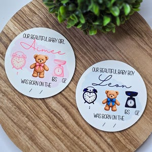 Personalised Birth Announcement Disc | Baby First Photo Prop | Hello World | Baby Stats | Baby shower gift | Baby keepsake