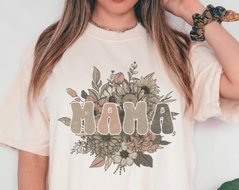 Comfort Colors® Retro floral Mama t-shirt, mom shirt for Mom for Mother&#39;s Day, Mama T-shirt, Shirt for Mom for Mother&#39;s Day, Mama t-Shirt