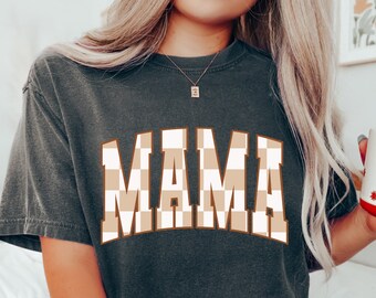 Comfort Colors® Retro checkered Mama t-shirt, mom shirt for Mom for Mother&#39;s Day, Mama T-shirt, Shirt for Mom for Mother&#39;s Day, Mama t-Shirt