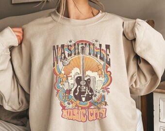 Nashville Tennessee Crewneck Sweatshirt, Super Soft Howdy Vintage, Music City, Hoodie, Oversized print, DTG, BOHO, Cowboy, Cowgirl Desert
