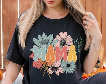 Comfort Colors® Retro floral Mama t-shirt, mom shirt for Mom for Mother&#39;s Day, Mama T-shirt, Shirt for Mom for Mother&#39;s Day, Mama t-Shirt