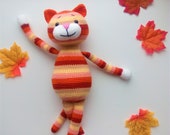 Crochet striped kitten Daughter gift easter gift ginger cat Stuffed toy cat Tabby cat Birthday gift Toy for kid Toddler toy Crochet toy