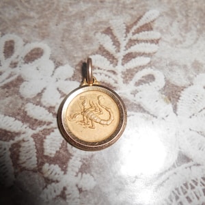 Vintage Scorpio Zodiac Pendant, French 14/18 Carat Gold Plate Mark