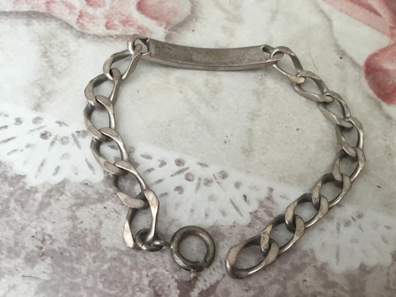 Vintage Solid Silver Identity Bracelet, French Ha… - image 5