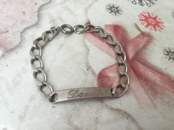 Vintage Solid Silver Identity Bracelet, French Ha… - image 6