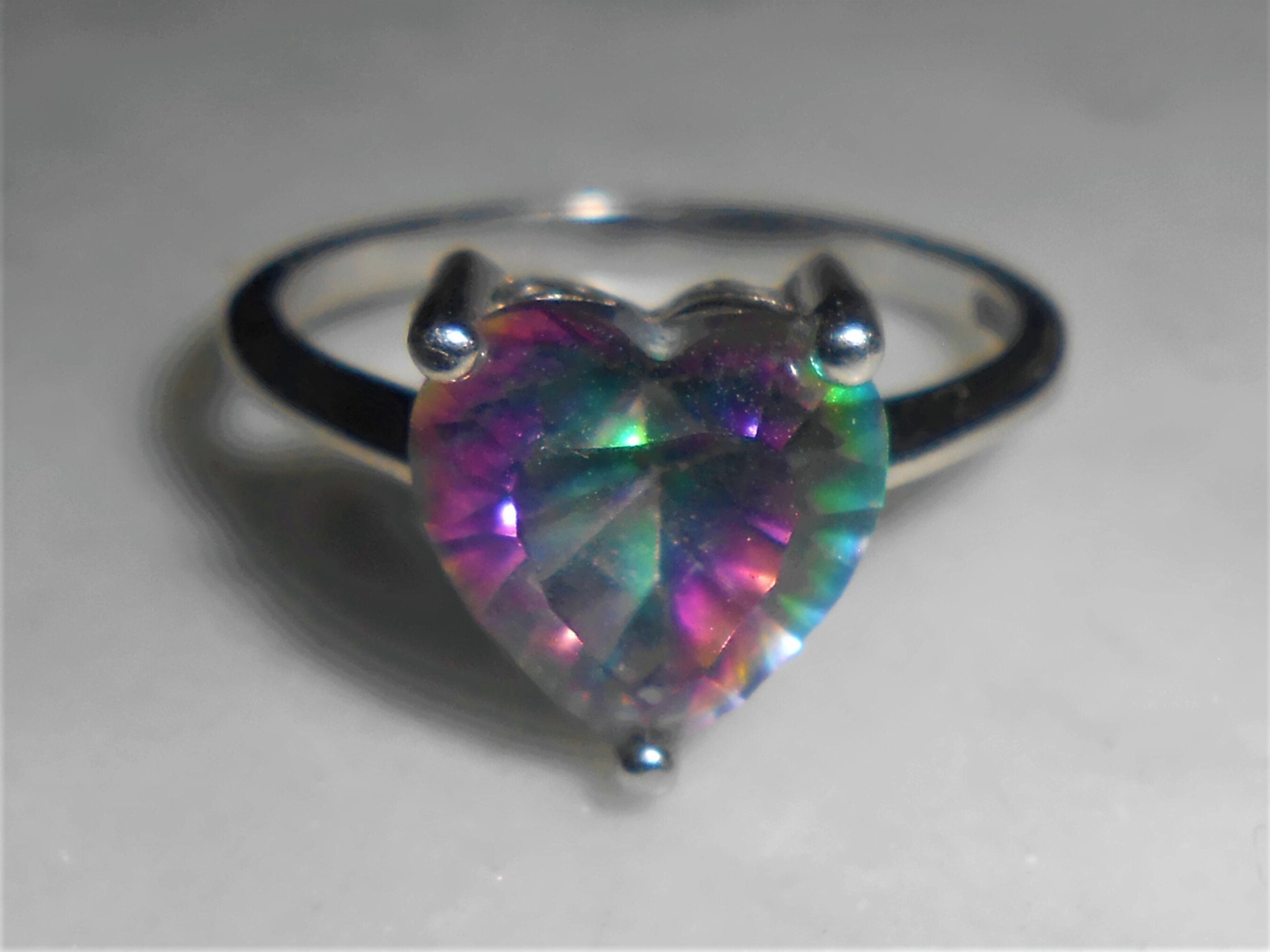 Bague En Argent Avec Topaze Mystique 25x18 Mm - Taille 53-54 - Neuf Sans Emballage